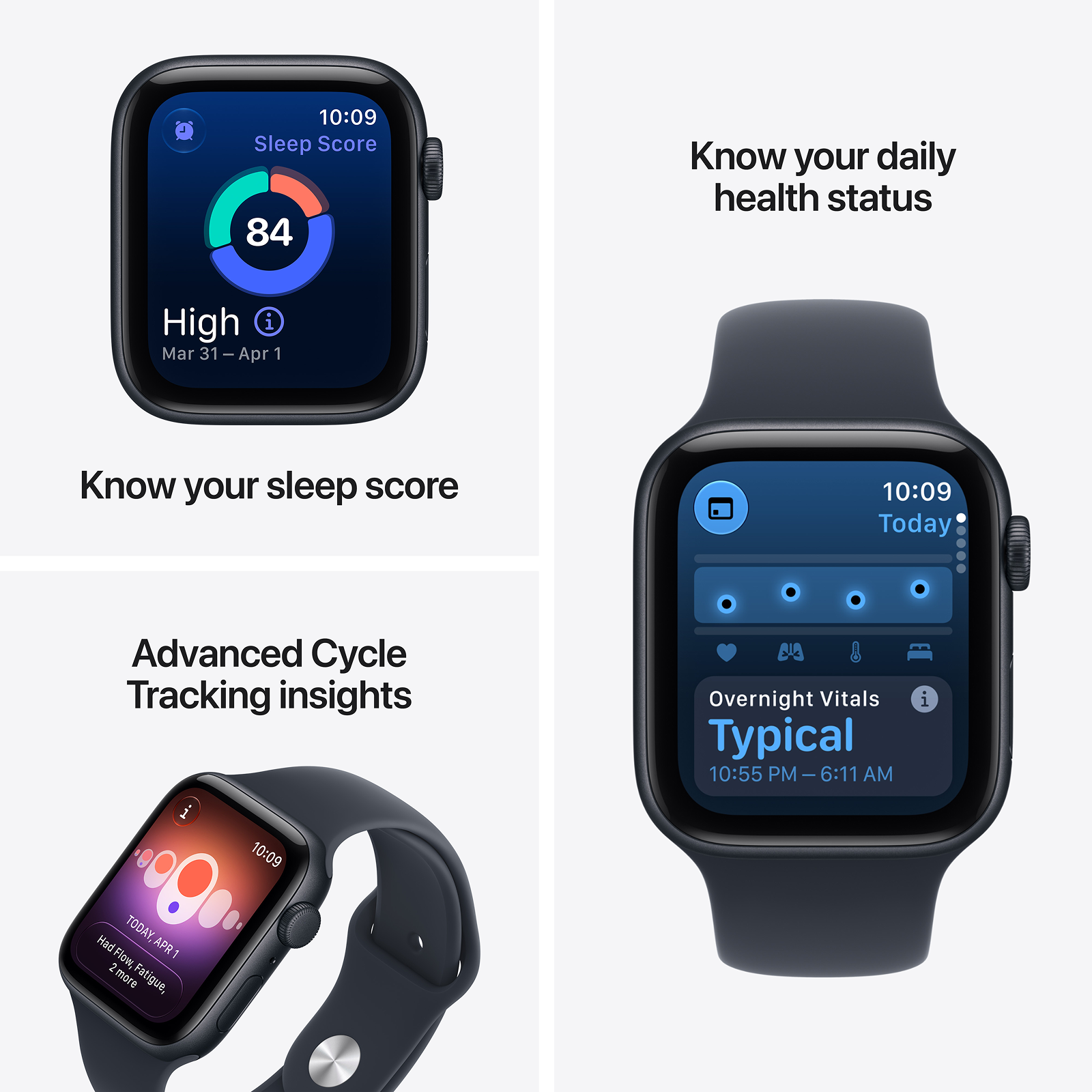 Apple Watch SE 3 GPS 44mm Midnight Aluminium Case with Navy Blue Sport Band - S/M