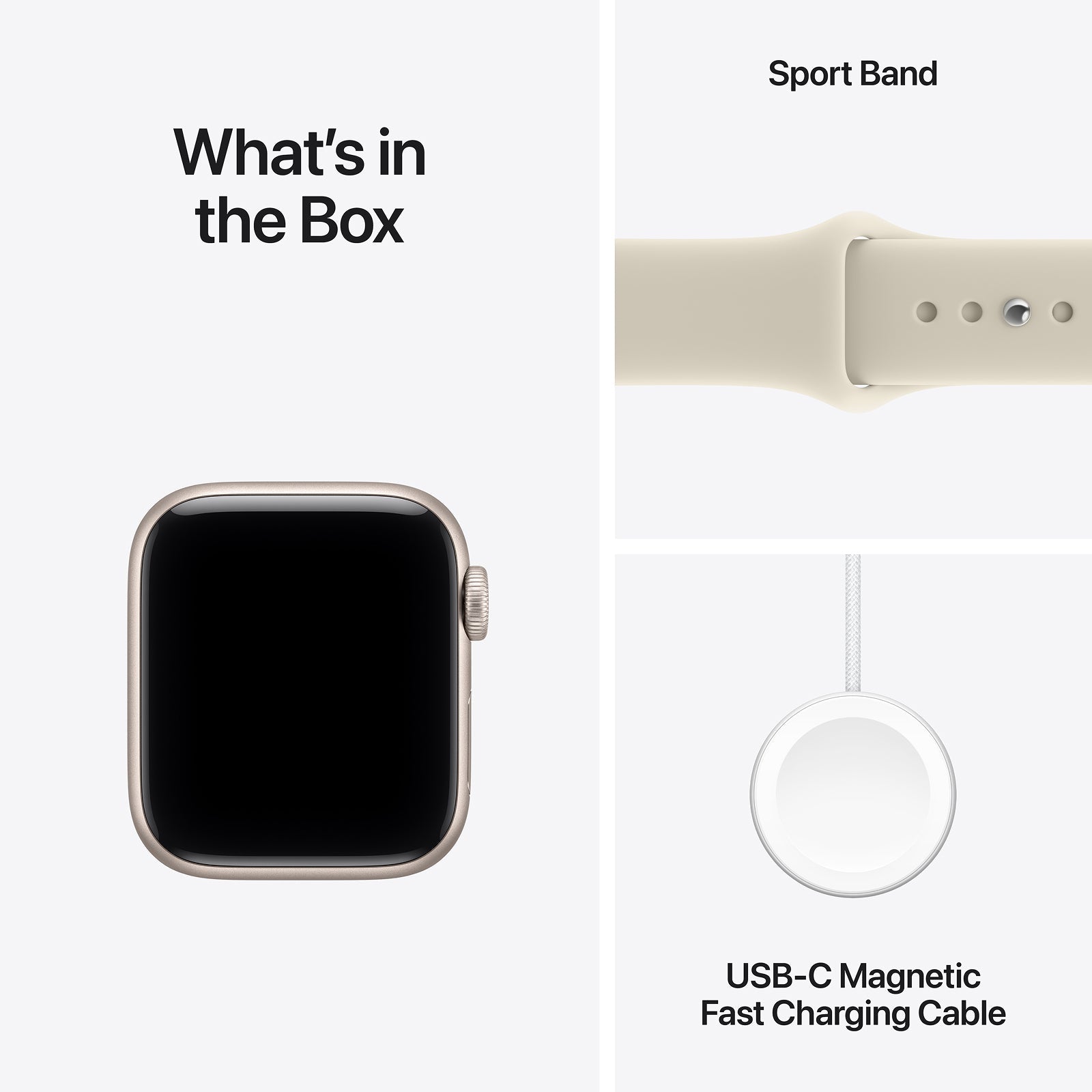 Apple Watch SE 3 GPS 40mm Starlight Aluminium Case with Sand Sport Band - M/L