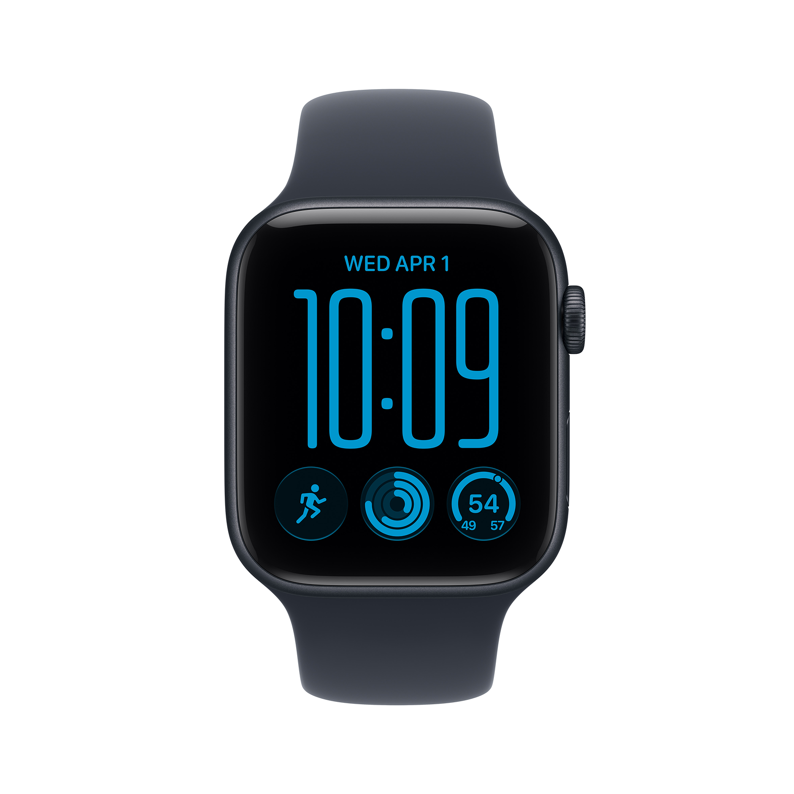 Apple Watch SE 3 GPS 44mm Midnight Aluminium Case with Navy Blue Sport Band - S/M