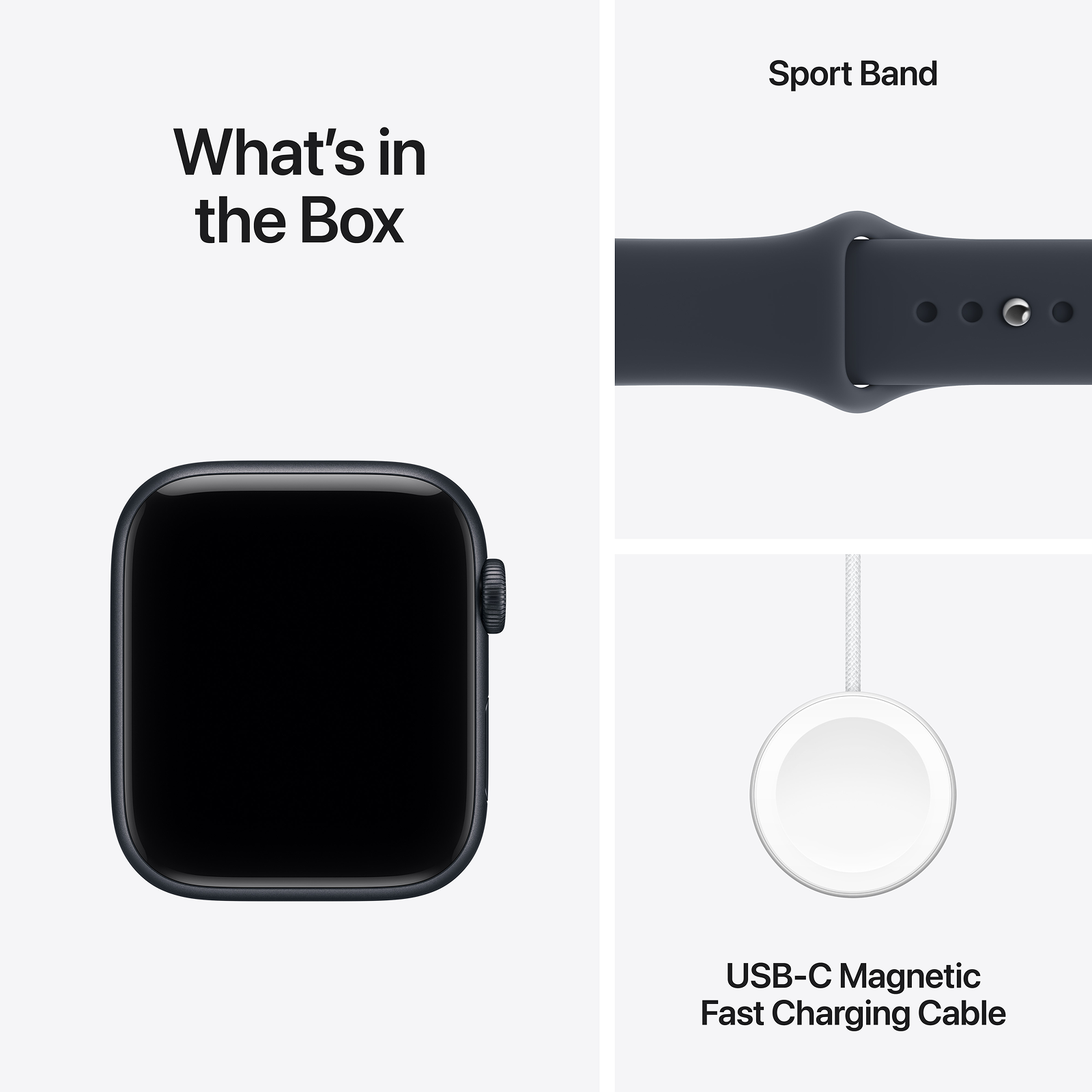 Apple Watch SE 3 GPS 44mm Midnight Aluminium Case with Navy Blue Sport Band - M/L