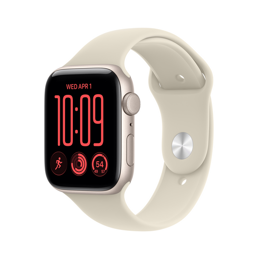 Apple Watch SE 3 GPS 44mm Starlight Aluminium Case with Sand Sport Band - M/L