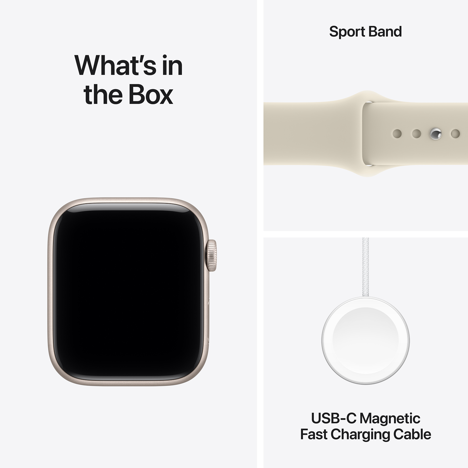 Apple Watch SE 3 GPS 44mm Starlight Aluminium Case with Sand Sport Band - S/M
