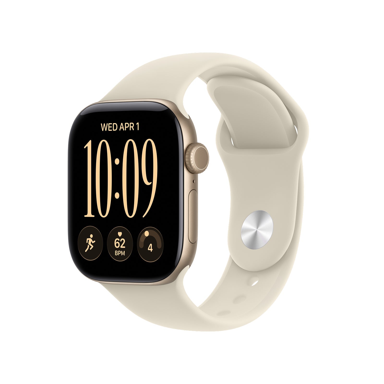 Apple Watch Series 12 GPS 46mm Light Gold Aluminium Case with Sand Sport Band - S/M