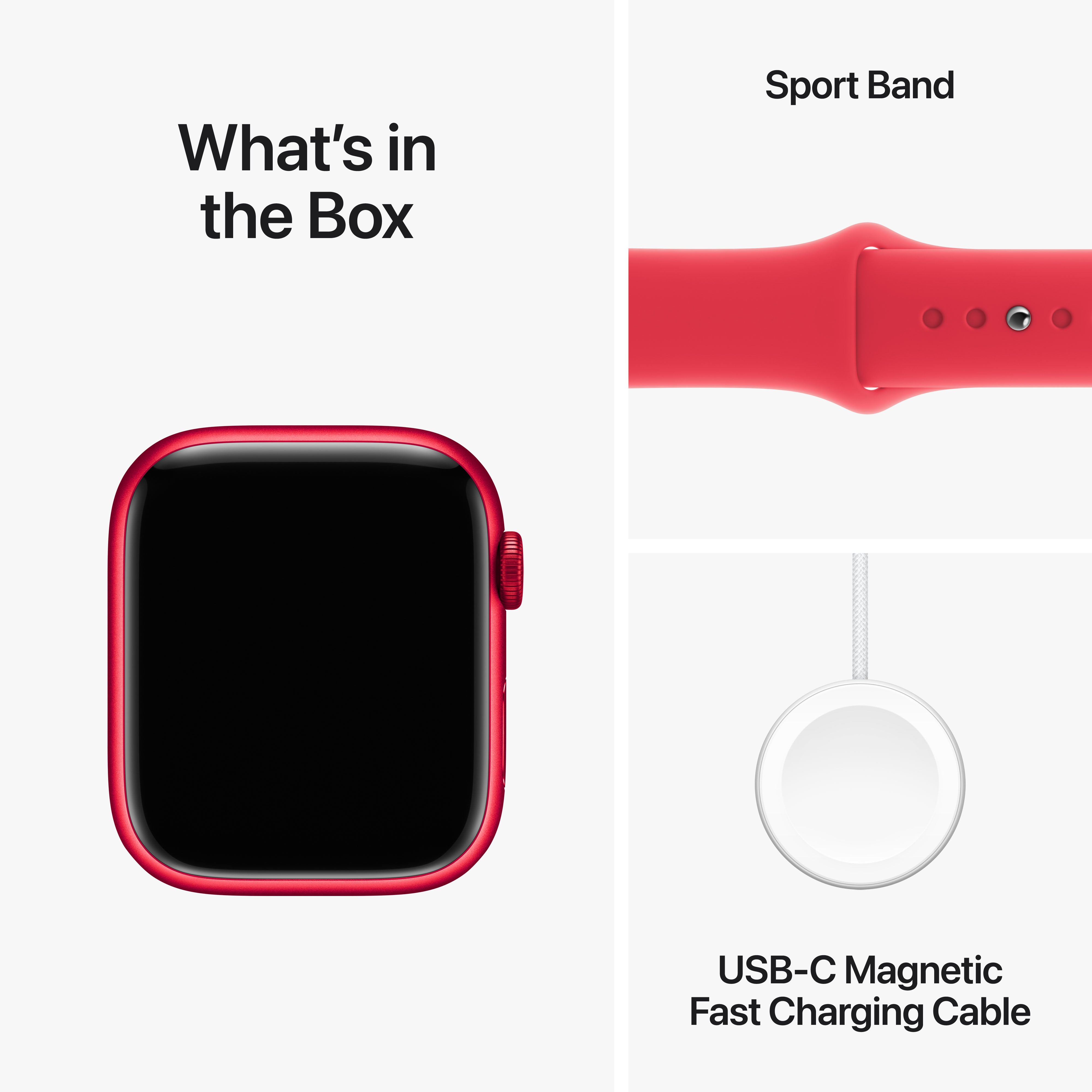 Apple Watch Series 9 GPS 45mm Aluminium Case with RED Sport Band