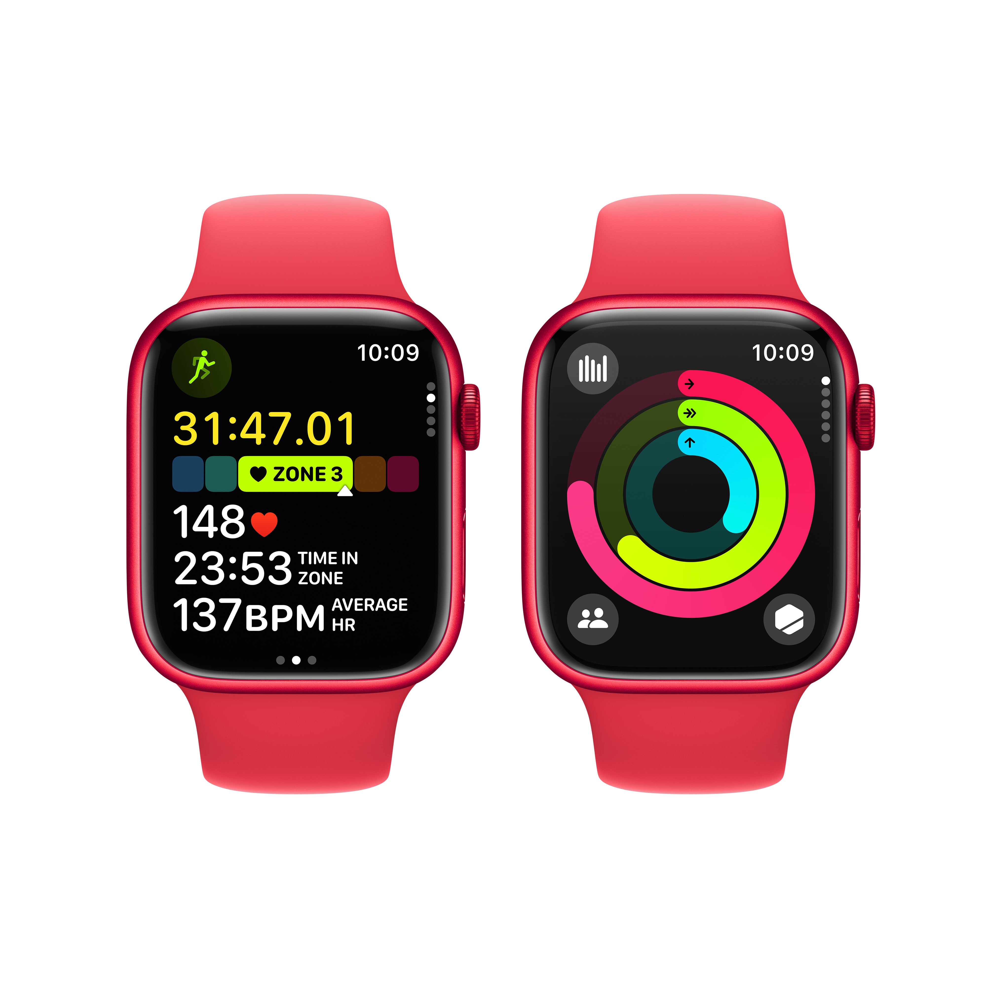 Apple Watch Series 9 GPS 45mm Aluminium Case with RED Sport Band