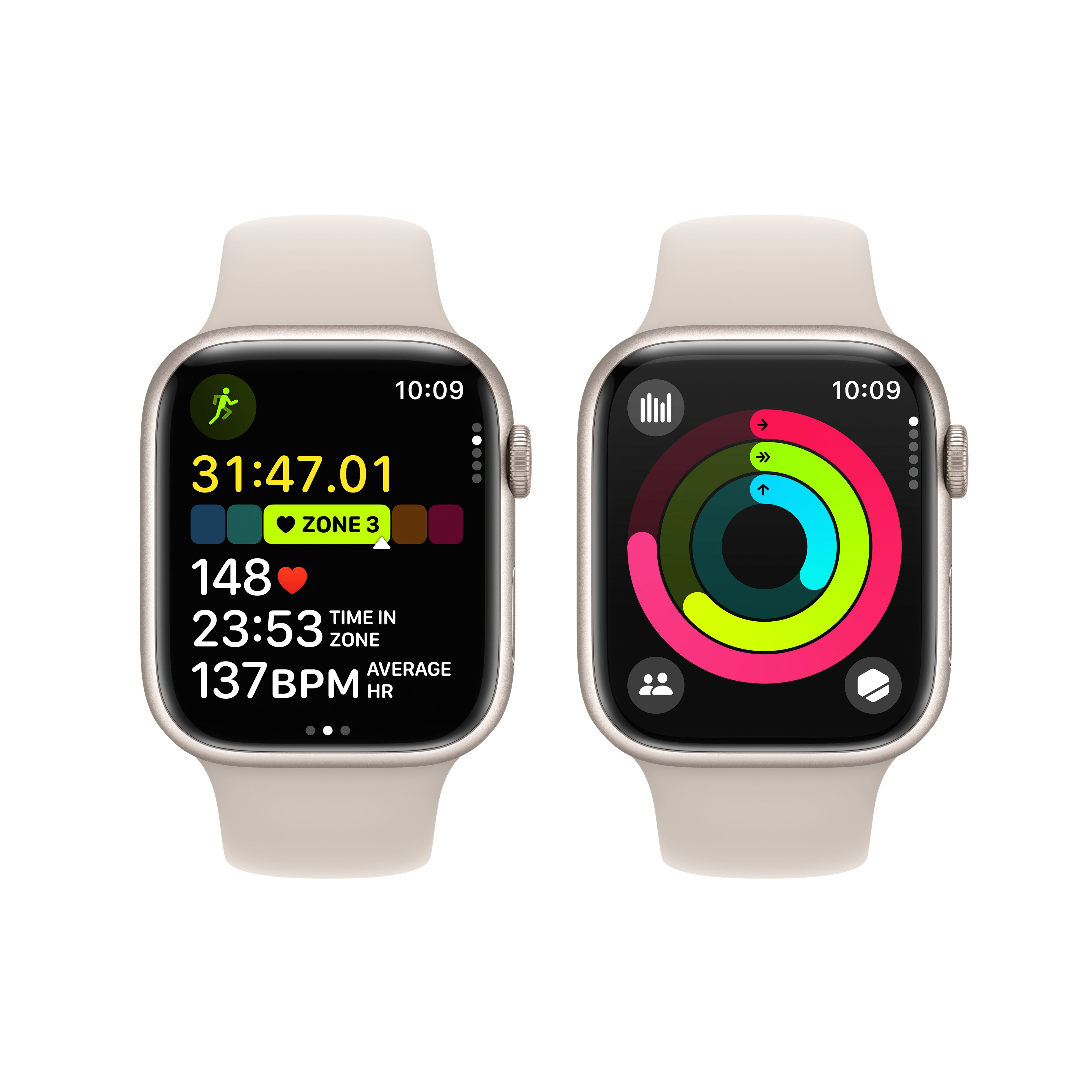 Apple Watch Series 9 GPS 45mm Starlight Aluminium Case with Starlight Sport Band