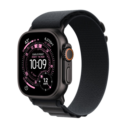 Apple Watch Ultra 3 GPS + Cellular 49mm Black Titanium Case with Black Alpine Loop - Medium