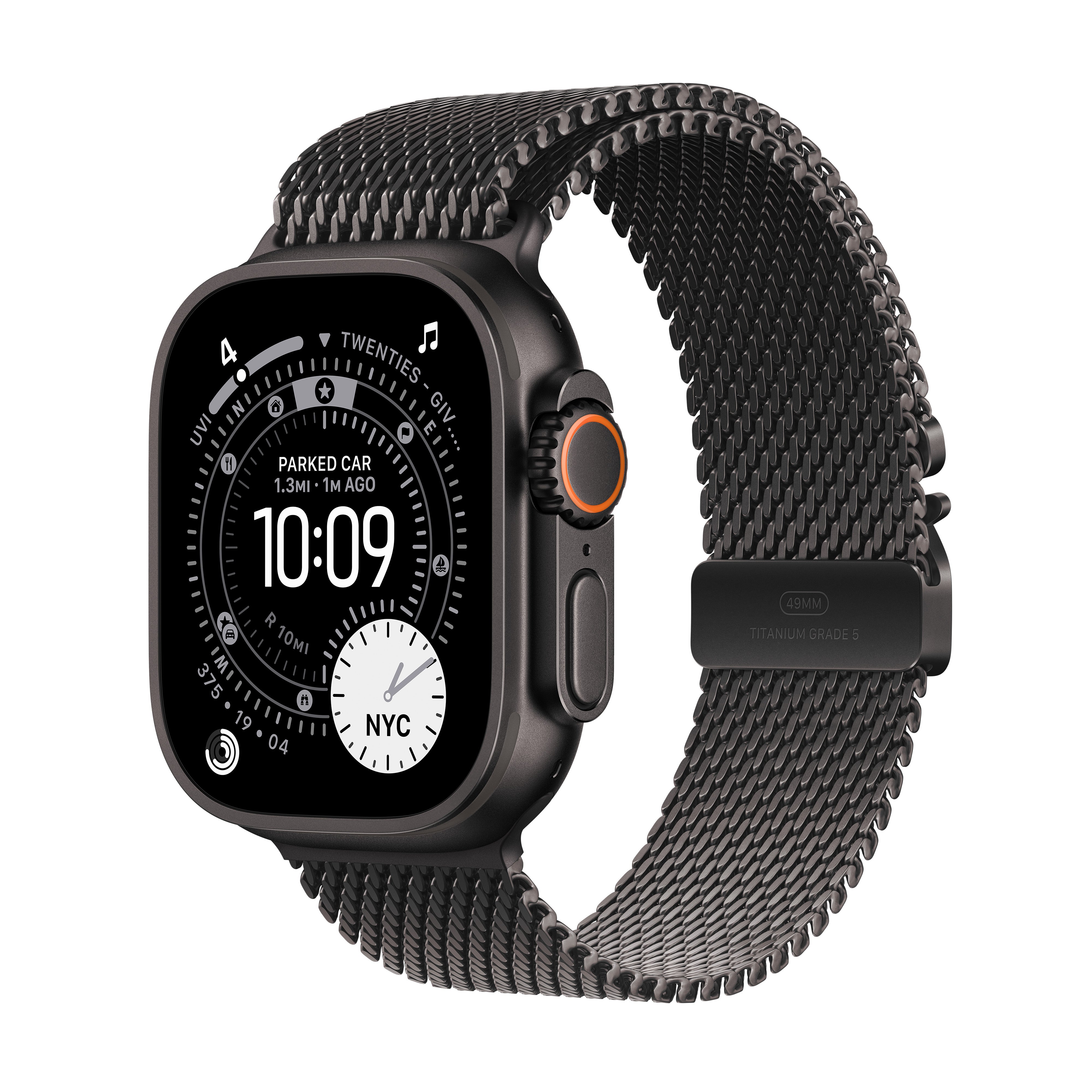 Apple Watch Ultra 3 GPS + Cellular 49mm Black Titanium Case with Black Titanium Milanese Loop - Large