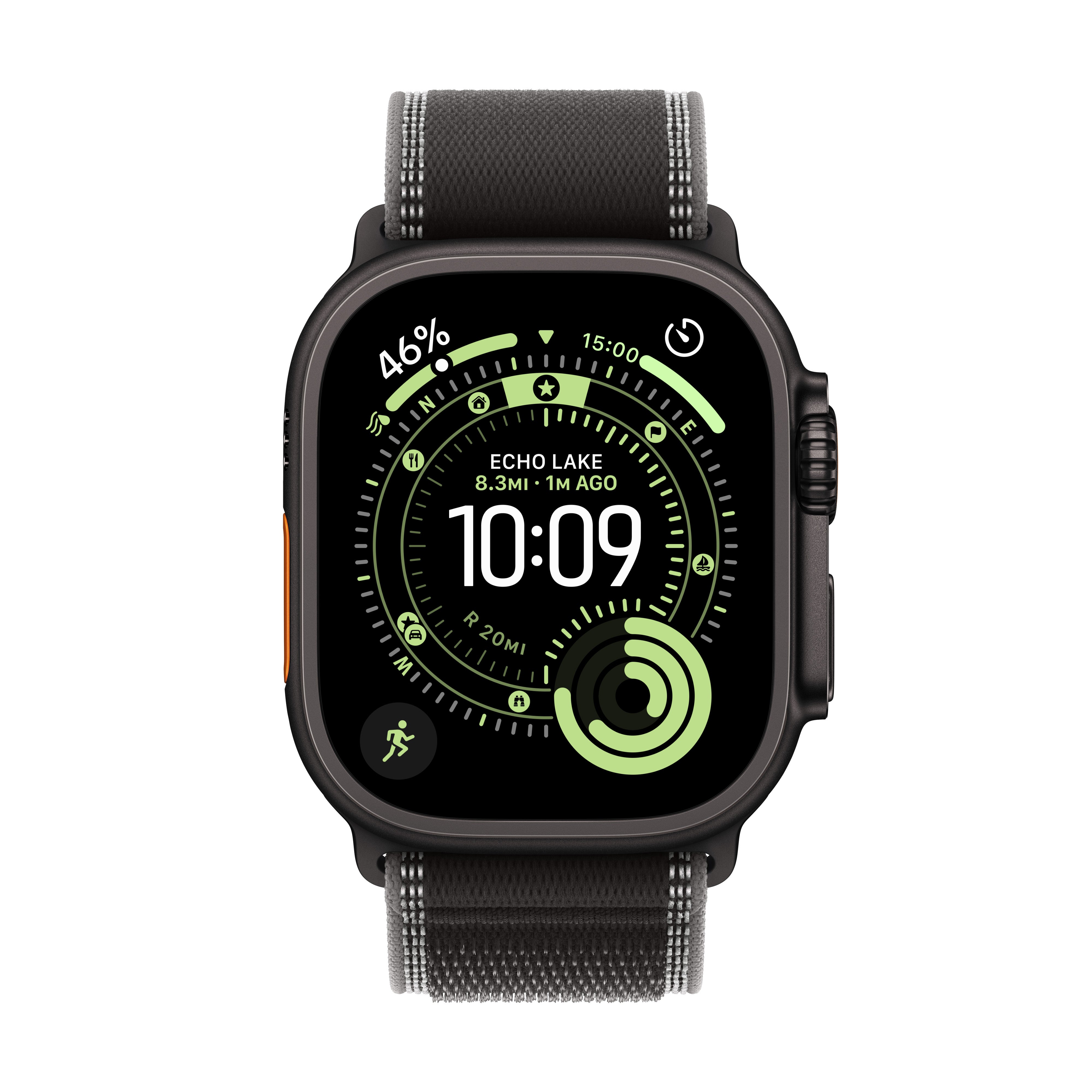 Apple Watch Ultra 3 GPS + Cellular 49mm Black Titanium Case with Black/Charcoal Trail Loop - S/M
