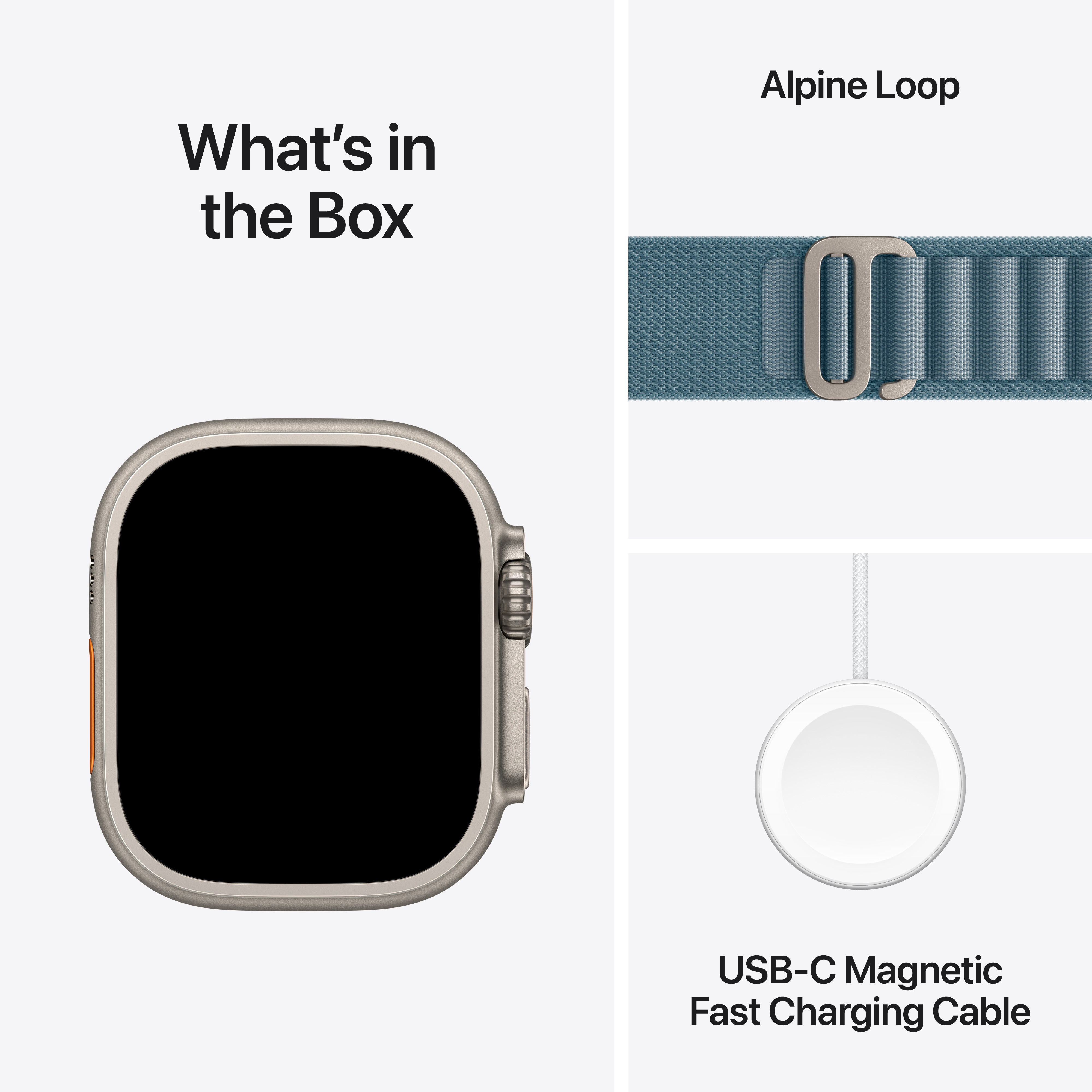 Apple Watch Ultra 3 GPS + Cellular 49mm Natural Titanium Case with Light Blue Alpine Loop - Small
