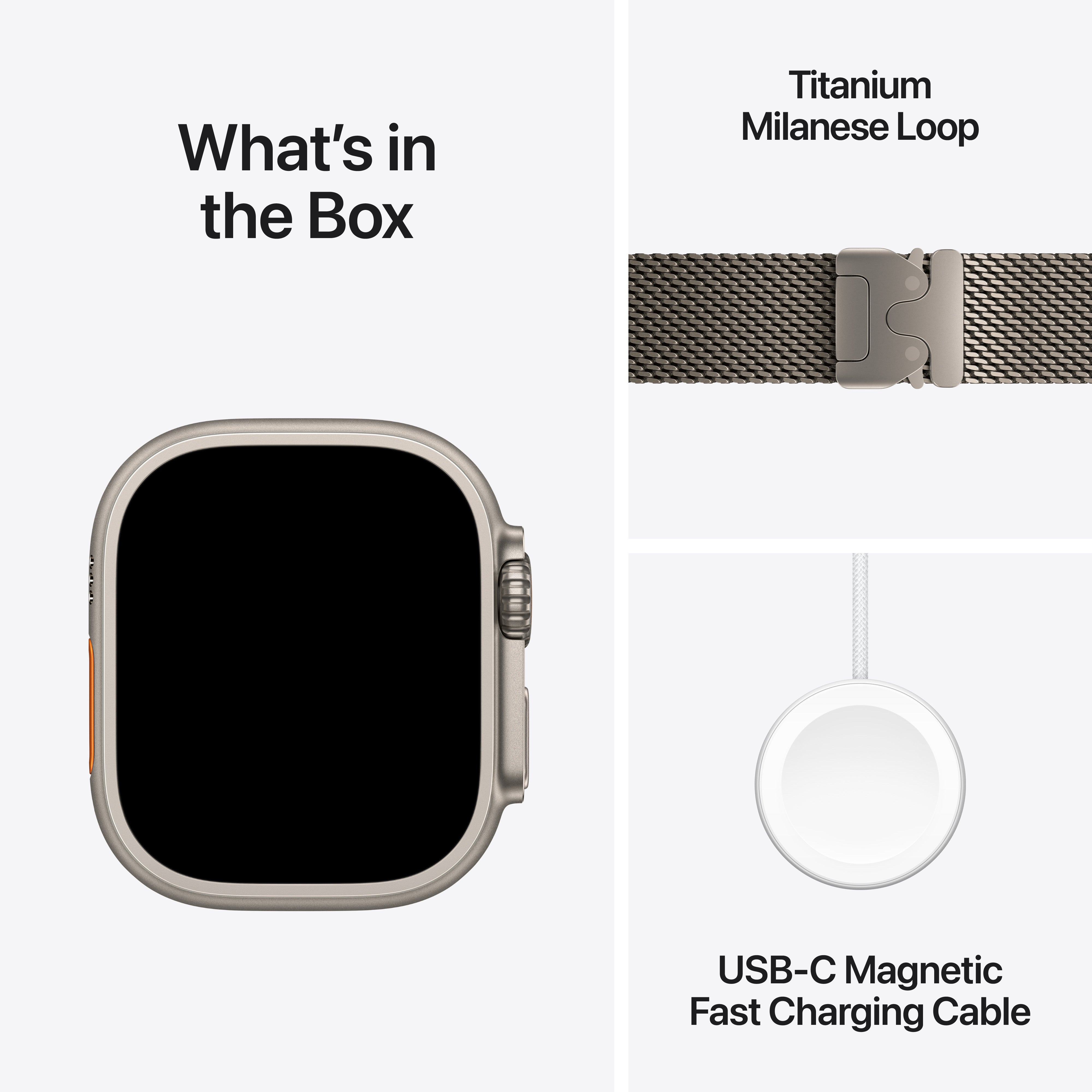 Apple Watch Ultra 3 GPS + Cellular 49mm Natural Titanium Case with Natural Titanium Milanese Loop - Medium
