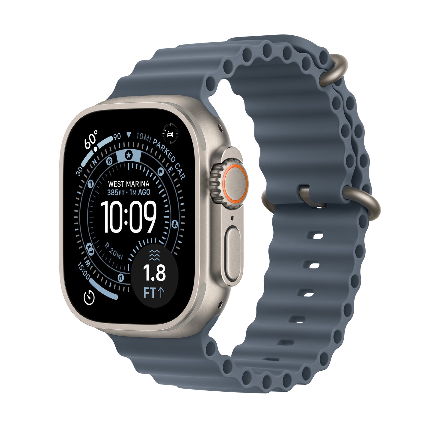 Apple Watch Ultra 3 GPS + Cellular 49mm Natural Titanium Case with Anchor Blue Ocean Band
