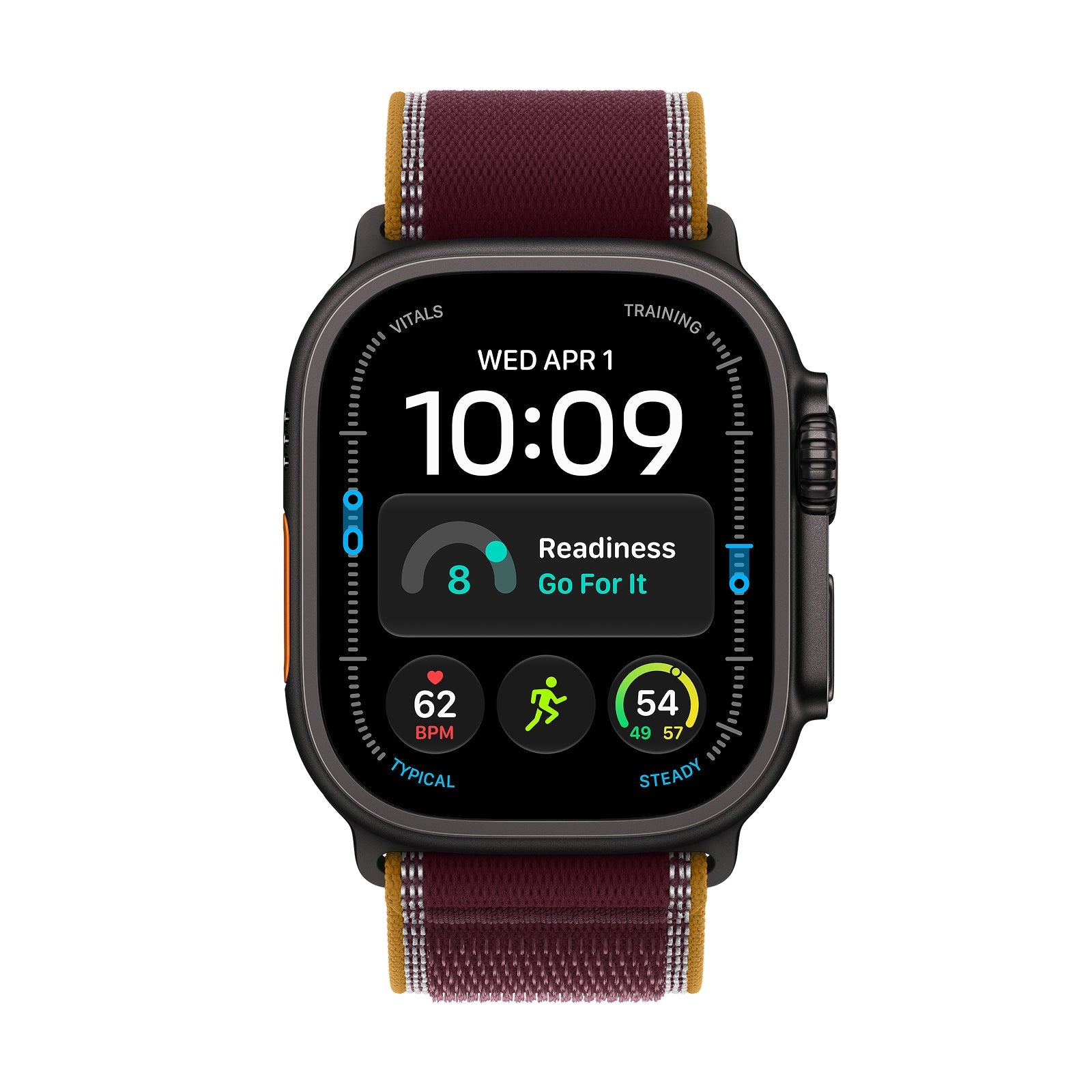 Apple Watch Ultra 4 GPS + Cellular 49mm Black Titanium Case with Burgundy Trail Loop - S/M