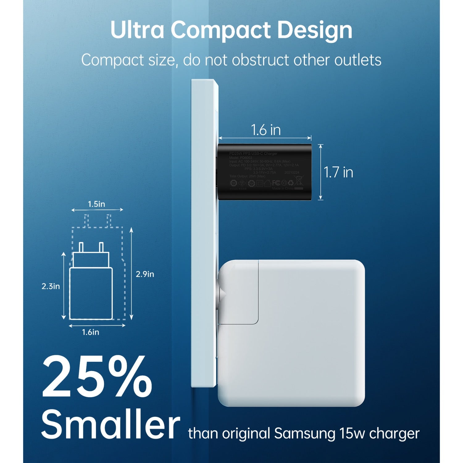 CHOETECH 1 Port PD 25W Wall Charger