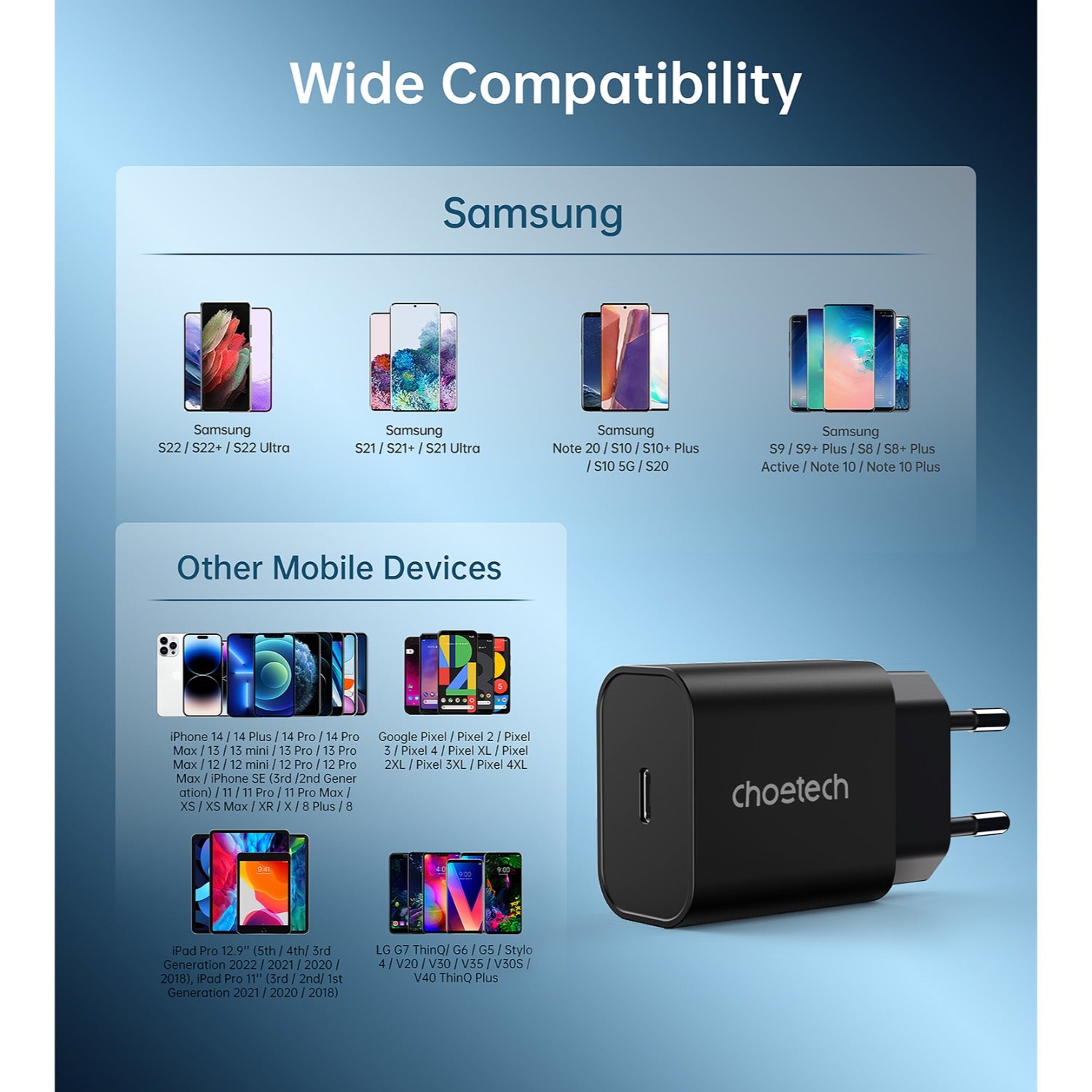 CHOETECH 1 Port PD 25W Wall Charger