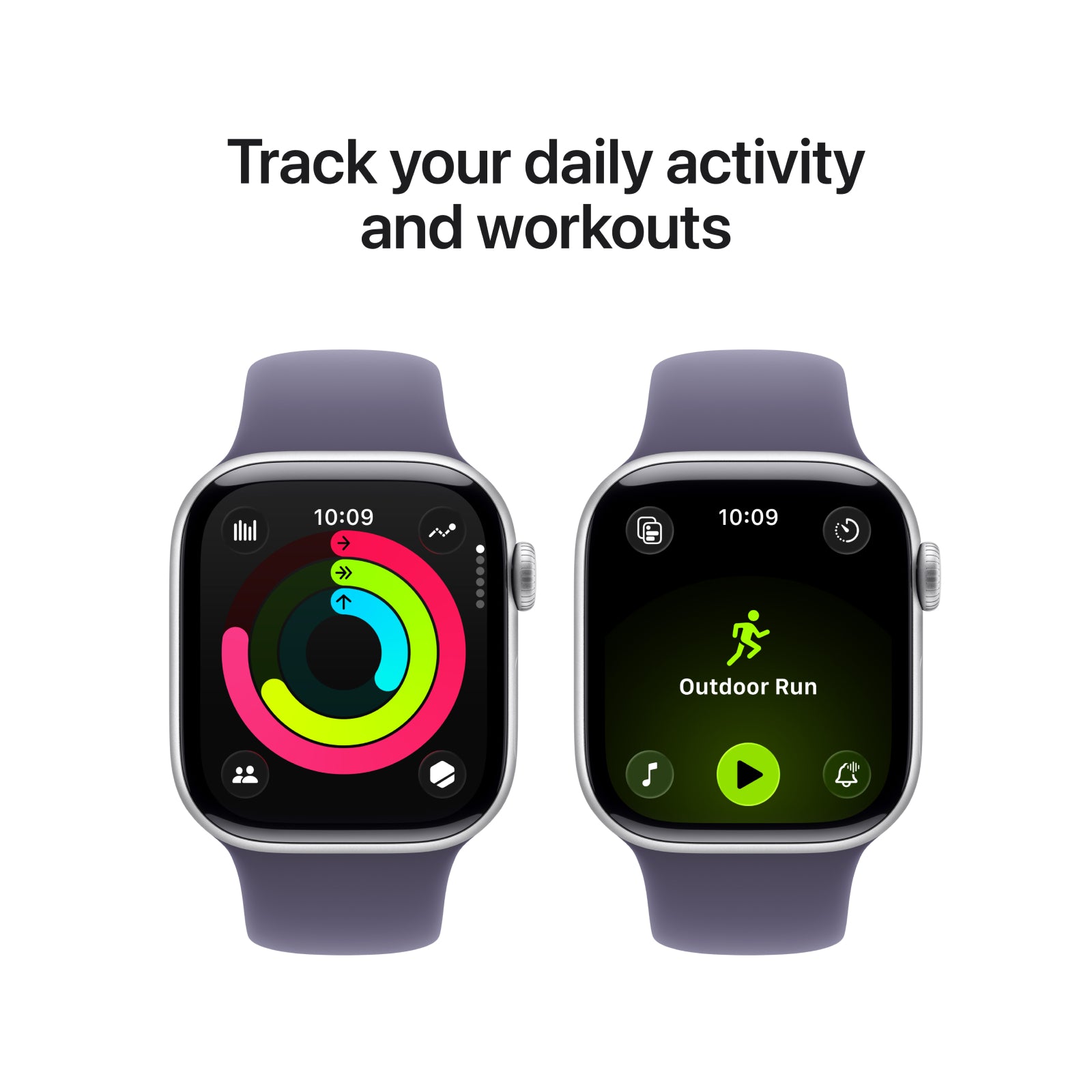 Apple Watch Series 11 GPS 46mm Silver Aluminium Case with Purple Fog Sport Band