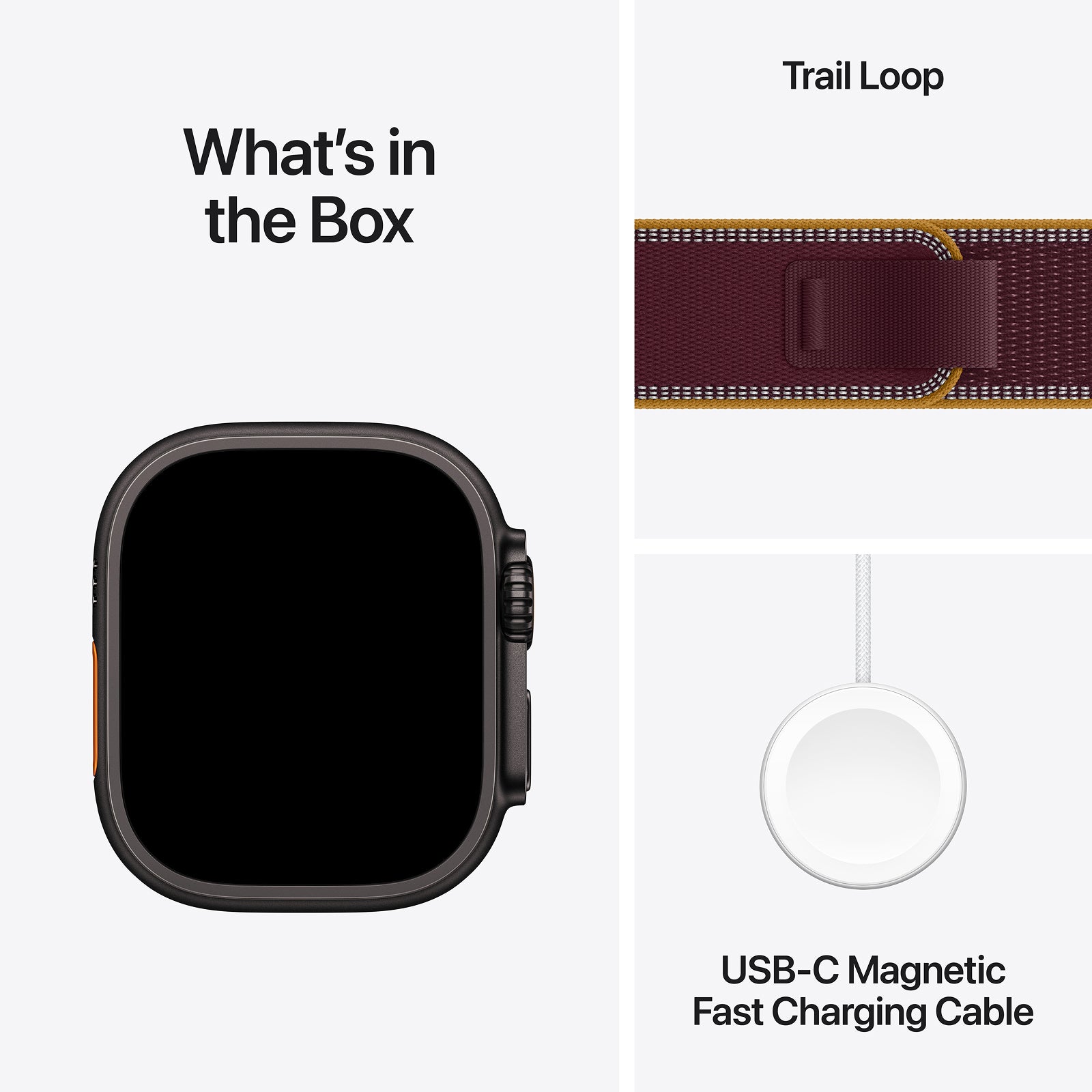 Apple Watch Ultra 4 GPS + Cellular 49mm Black Titanium Case with Burgundy Trail Loop - S/M