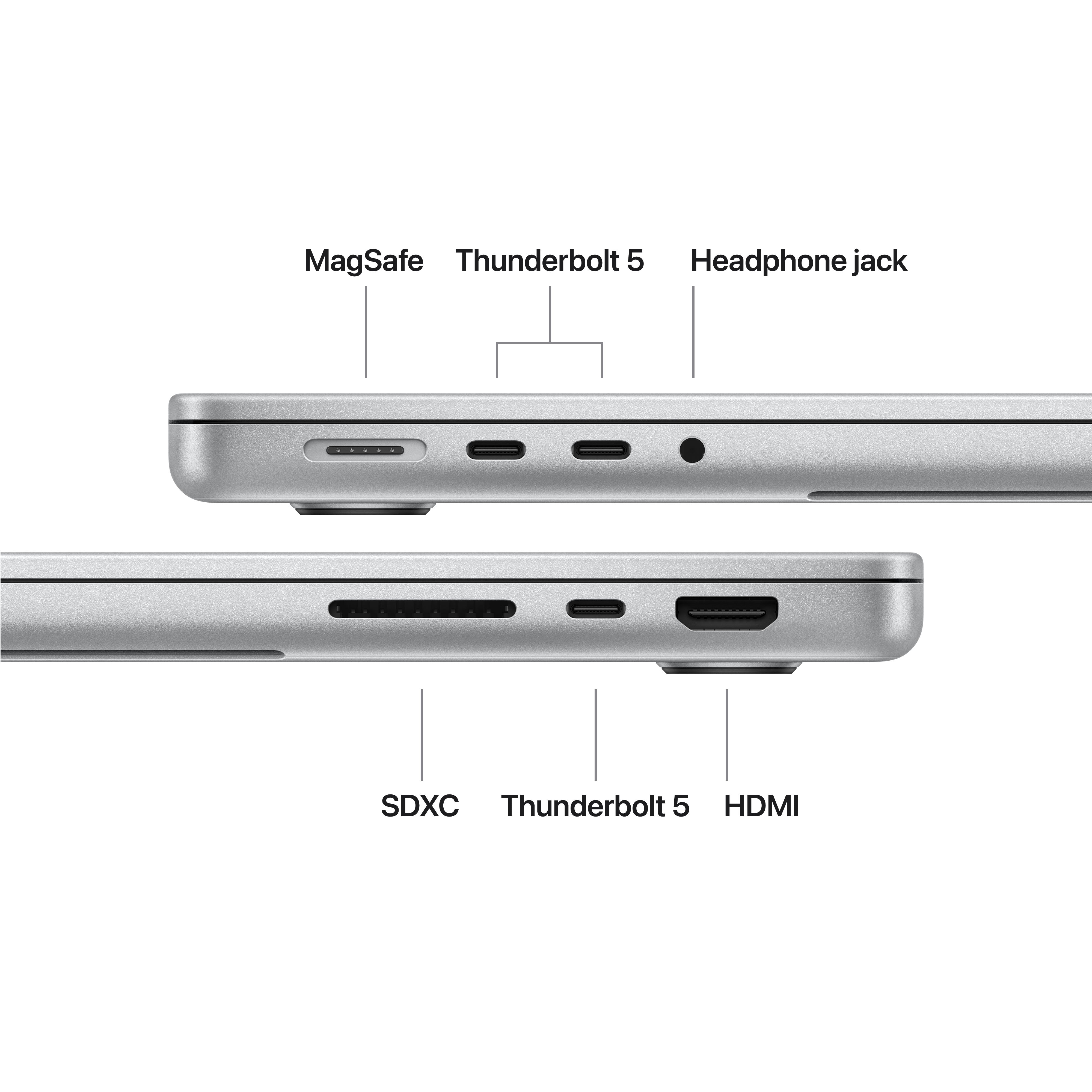 14-inch MacBook Pro: Apple M5 Pro chip with 15‑CORE CPU and 16‑CORE GPU, 24GB, 2TB SSD - Silver