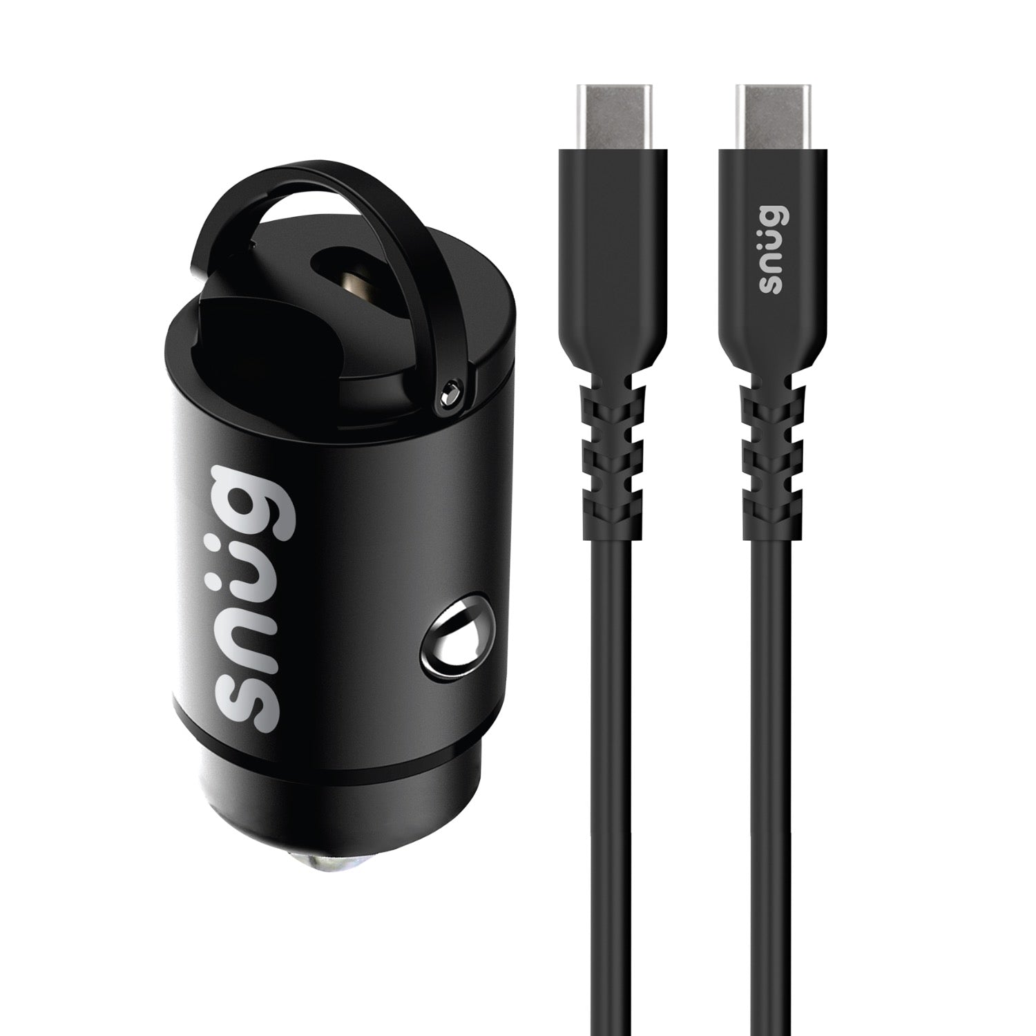 SNÜG 30W Mini PD In-Car Charger + Type C Cable Black