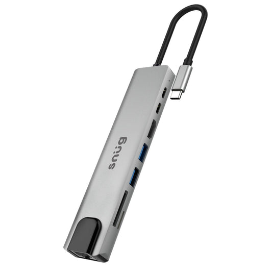 SNUG Multi Hub USBC to HDTV 8 Ports Silver