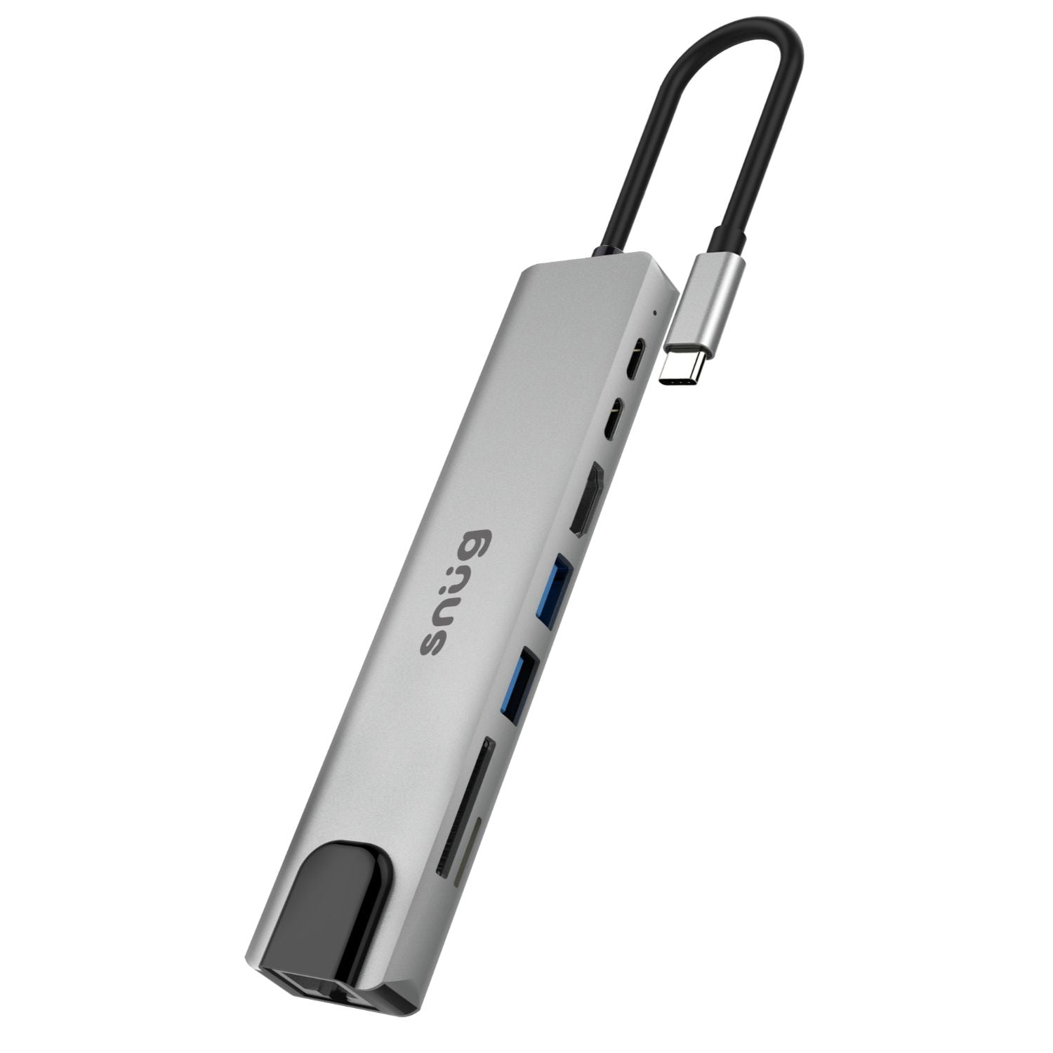 SNUG Multi Hub USBC to HDTV 8 Ports Silver