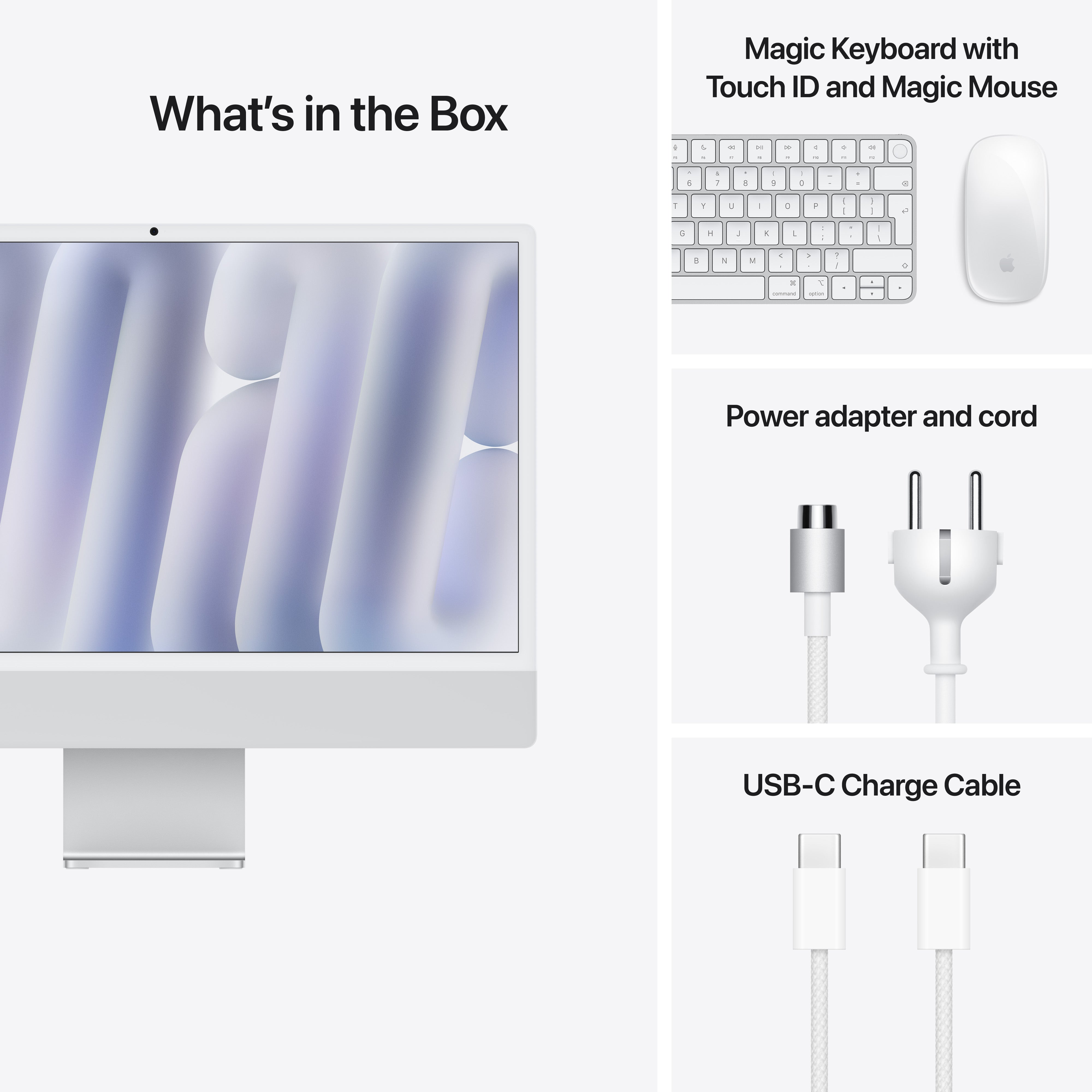 24-inch iMac with Retina 4.5K display: Apple M4 chip with 10‑core CPU and 10‑core GPU, 16GB, 256GB SSD
